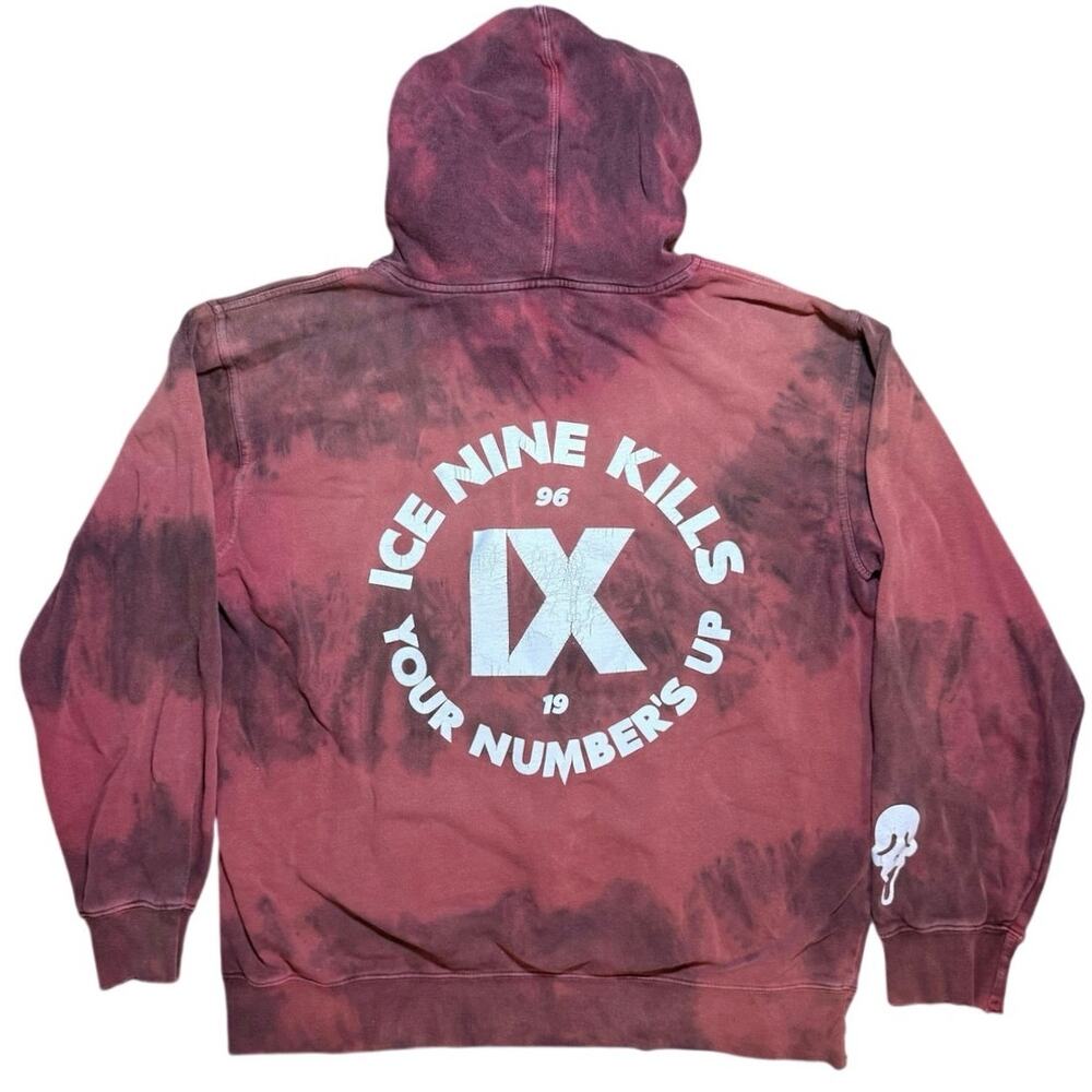 Ice Nine Kills Your Numbers Up Ghostface Red Tie Dye Hoodie Scream Size XL 25x26